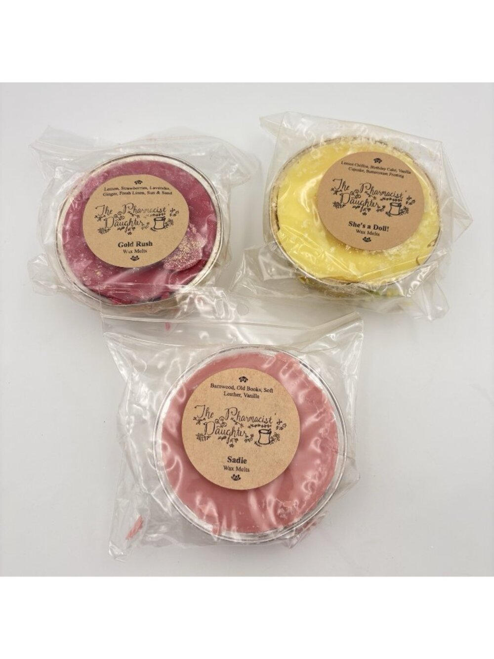The Pharmacist’s Daughter Vendor Wax Melts 3 Pack Soufflés Gold Rush Sadie Doll